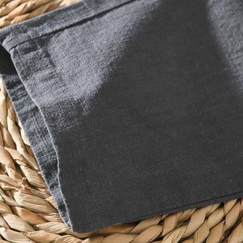 Summer Casual Drawstring Ramie Linen Men's Pants With Pockets