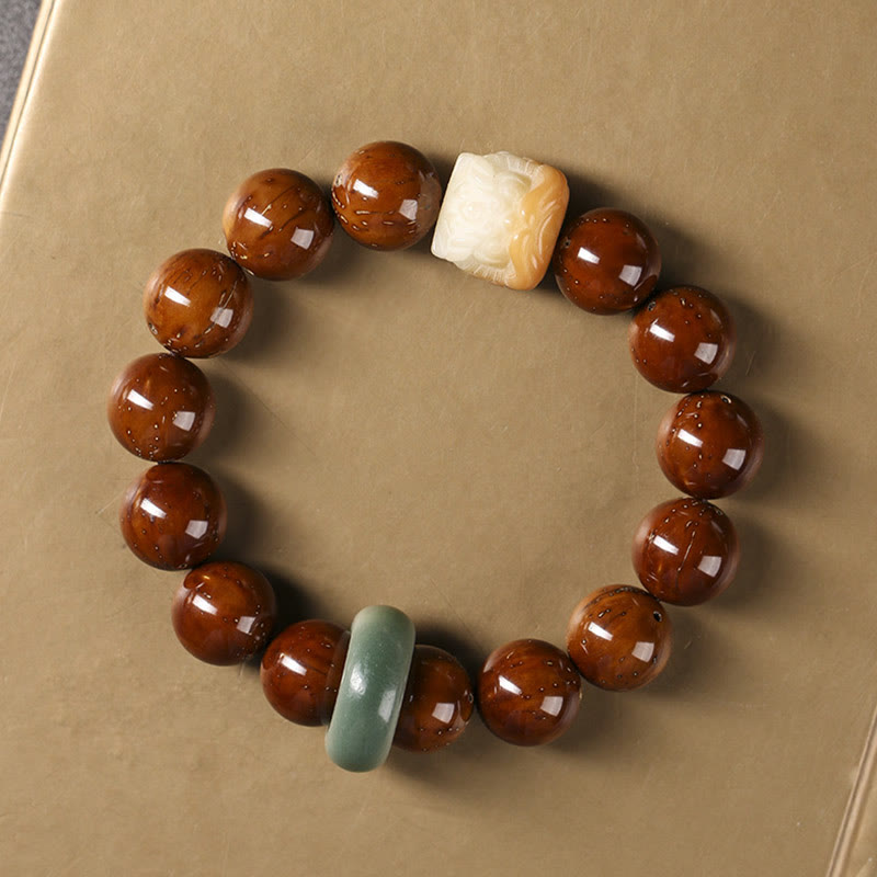 Purple Bodhi Seed Dancing Lion Wisdom Bracelet