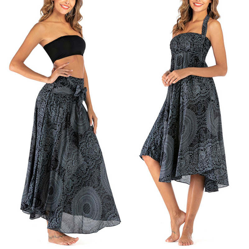 Two Style Wear Boho Compass Rose Flower Skirt Dress
