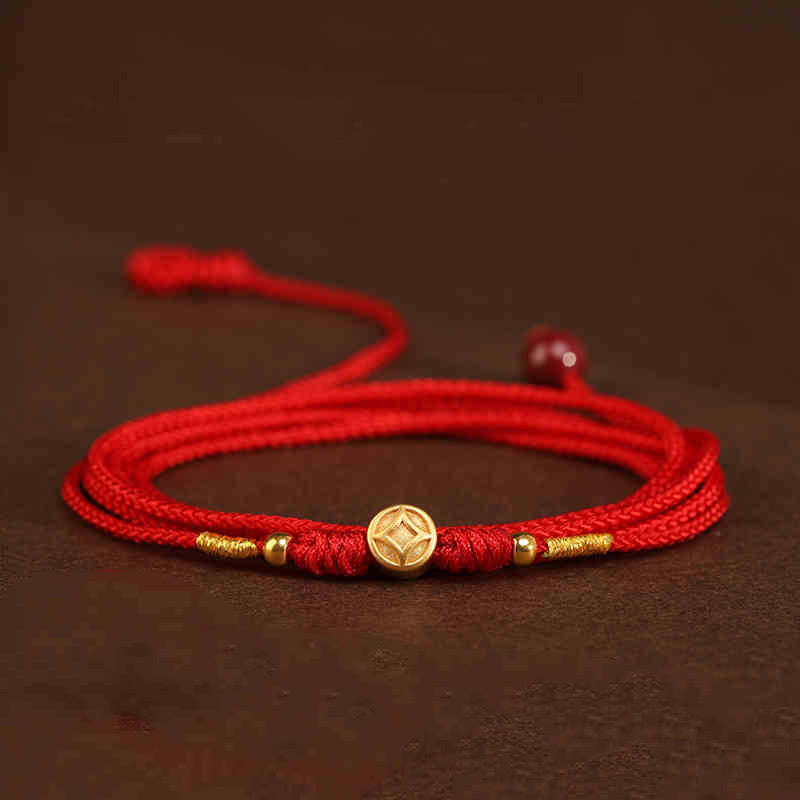 mystic zen Stone 999 Solid Gold Red String Belly Chain