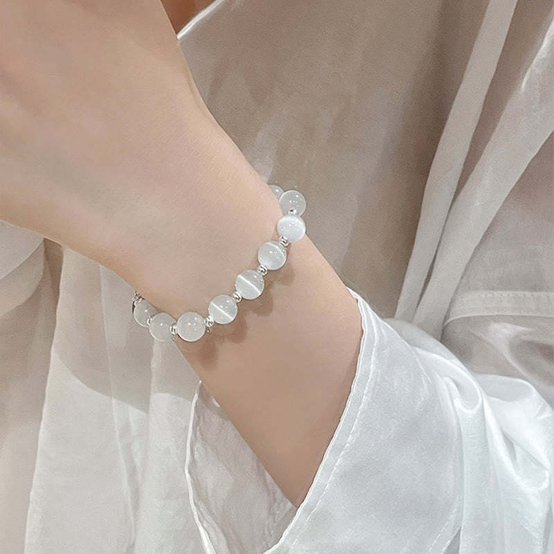 Natural Cat's Eye Moonstone Strawberry Quartz PiXiu Support Bracelet