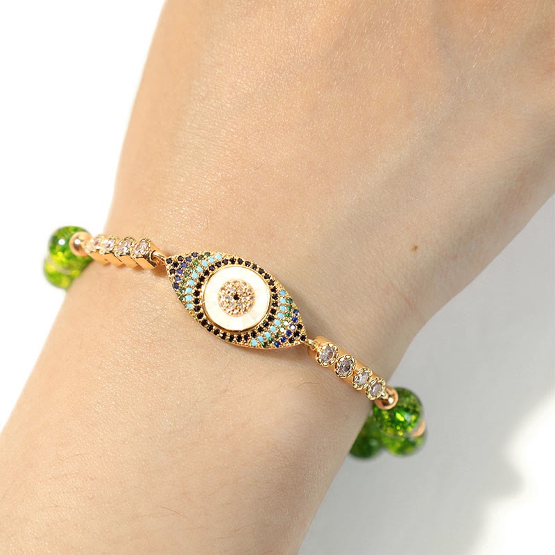 Natural Peridot Evil Eye Abundance Bracelet