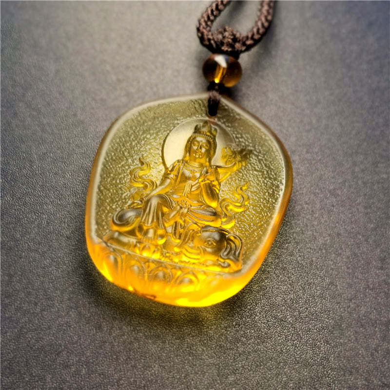 Chinese Zodiac Natal mystic zen Blessing Liuli Crystal Compassion Necklace Pendant