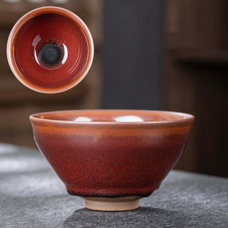Vintage Red Brown Chinese Jianzhan Porcelain Teacup Kung Fu Tea Cup