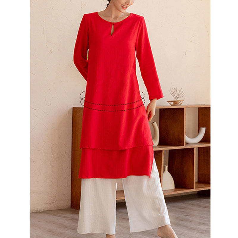 2Pcs Simple Design Tai Chi Meditation Yoga Clothing Top Pants Women's Set