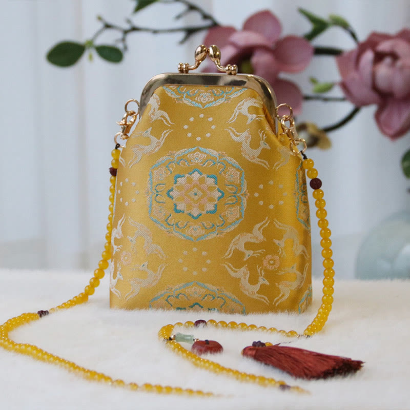 Retro Chinese Embroidery Pearl Chain Crossbody Bag Shoudler Bag