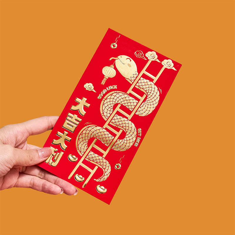 6Pcs Red Envelope Year Of The Snake Design Lucky Money Envelopes Good Luck 2025 Chinese New Year