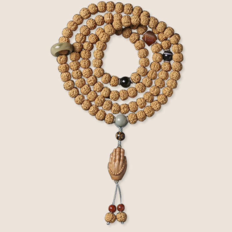 Bodhi Seed Three-eyed Dzi Bead mystic zen Hand Charm Wealth Bracelet