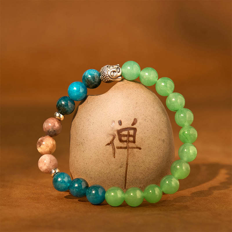 Natural Black Onyx White Stone Green Aventurine Tiger Eye Agate Mixed Color mystic zen Head Protection Bracelet