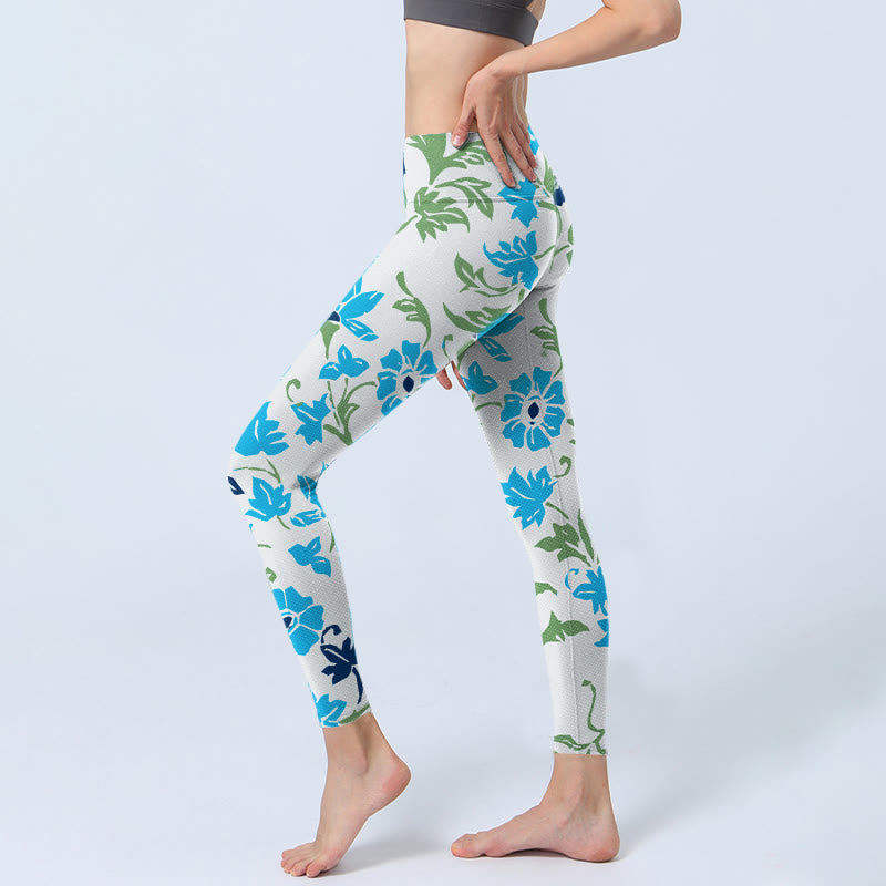 Blossom Leaves Print Gym Leggings Women's Yoga Pants