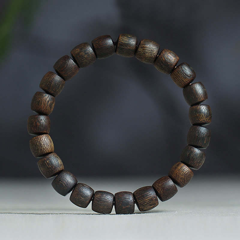 Nha Trang Rare Bai Qinan Agarwood Cyan Jade Red Agate Laughing mystic zen Tibetan Bone Strength Meditation Bracelet