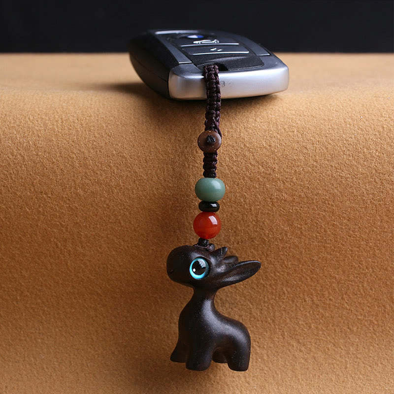 Sandalwood Small Leaf Red Sandalwood Ebony Wood Green Sandalwood Lucky Mini Deer Carved Protection Key Chain Phone Hanging Decoration