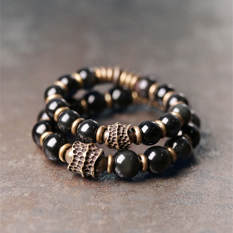 Rainbow Obsidian Copper Love Healing Bracelet