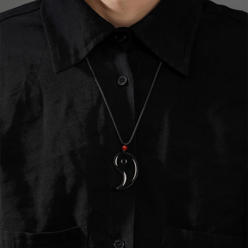 Yin Yang Tai Chi Diagram Hetian Jade Luck Necklace Pendant