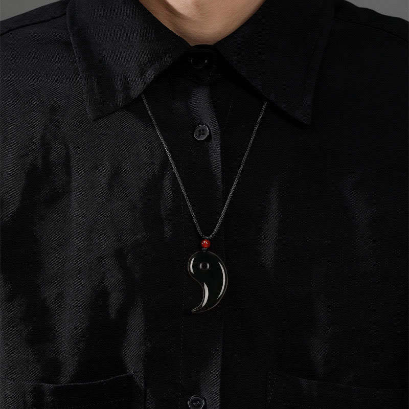 Yin Yang Tai Chi Diagram Hetian Jade Luck Necklace Pendant