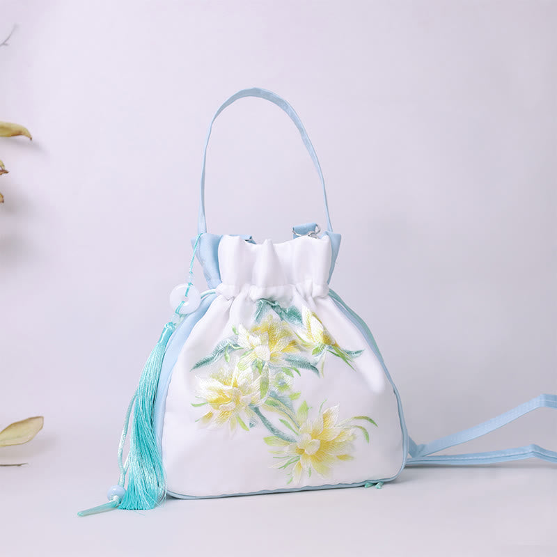 Suzhou Embroidery Rabbit Lotus Epiphyllum Peony Magnolia Silk Tote Crossbody Bag Shoulder Bag Handbag