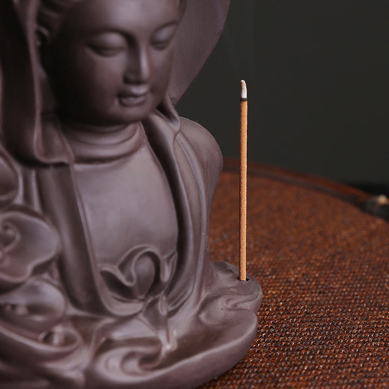 Tibetan Avalokitesvara mystic zen Lotus Healing Backflow Smoke Fountain Incense Burner