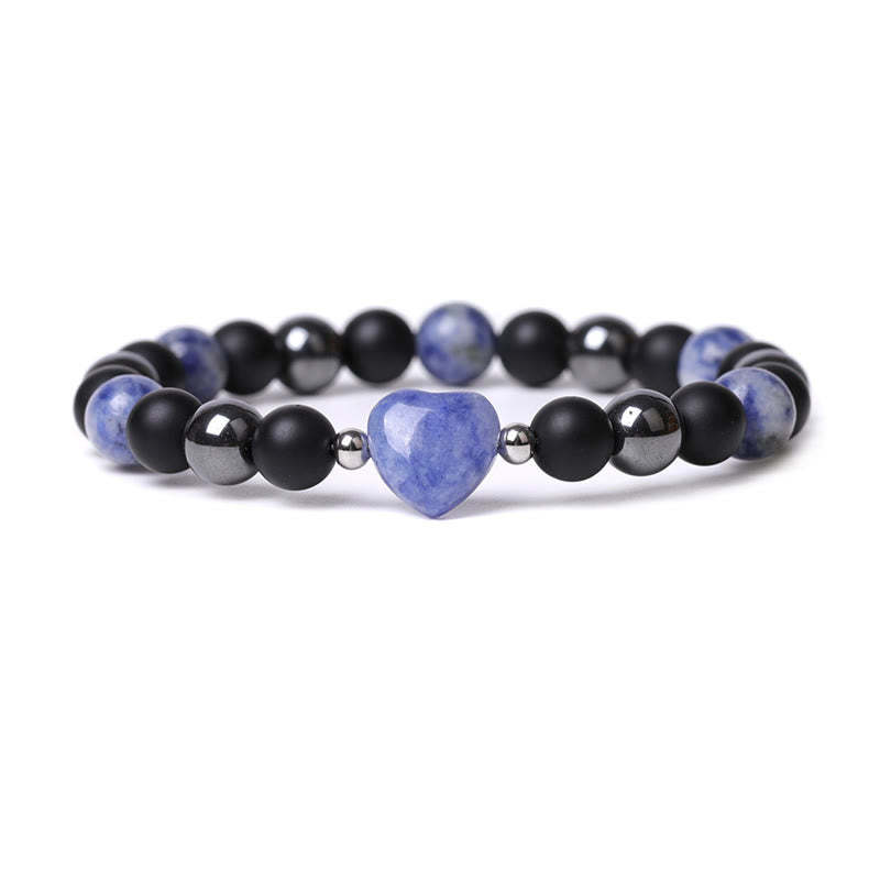 Black Onyx Tiger Eye Stone Crystal Love Heart Protection Bracelet