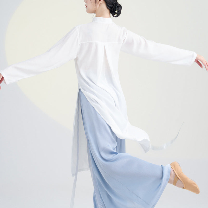 2Pcs Classical Dance Clothing Zen Tai Chi Meditation Clothing Cotton Top Pants Women's Set