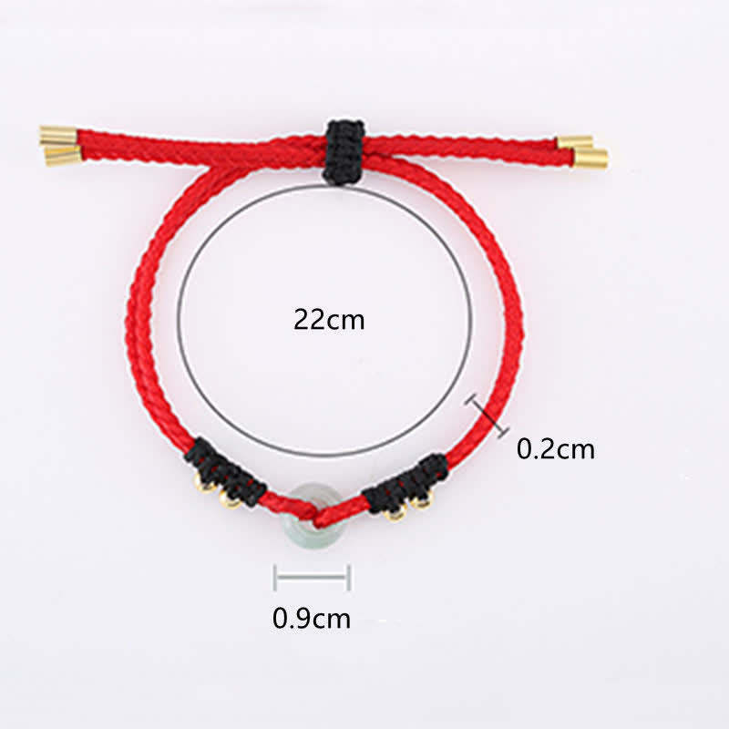 Round Peace Buckle Jade Abundance Wealth String Bracelet