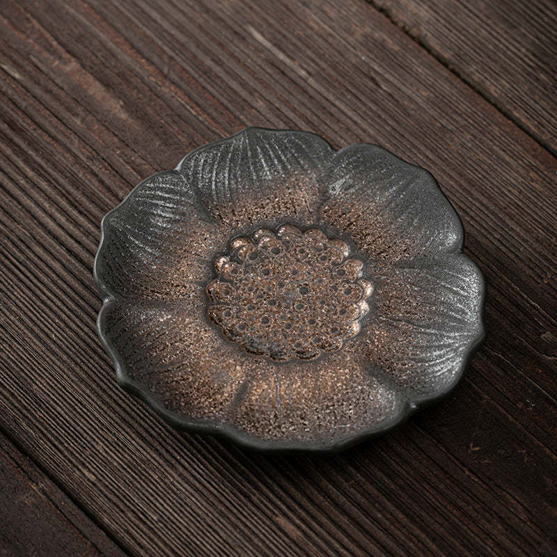 Vintage Lotus Flower Ceramic Cup Mat Pad Tea Cup Coaster Kung Fu Tea Mat