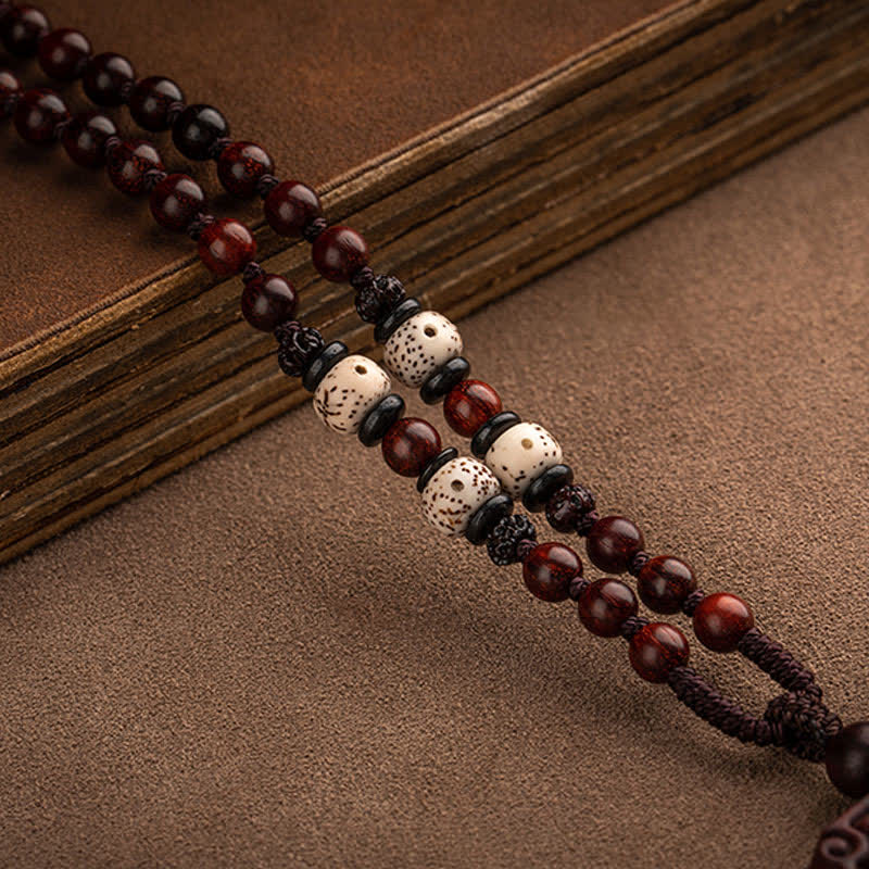 Chinese Zodiac Natal mystic zen Small Leaf Red Sandalwood Protection Necklace Pendant
