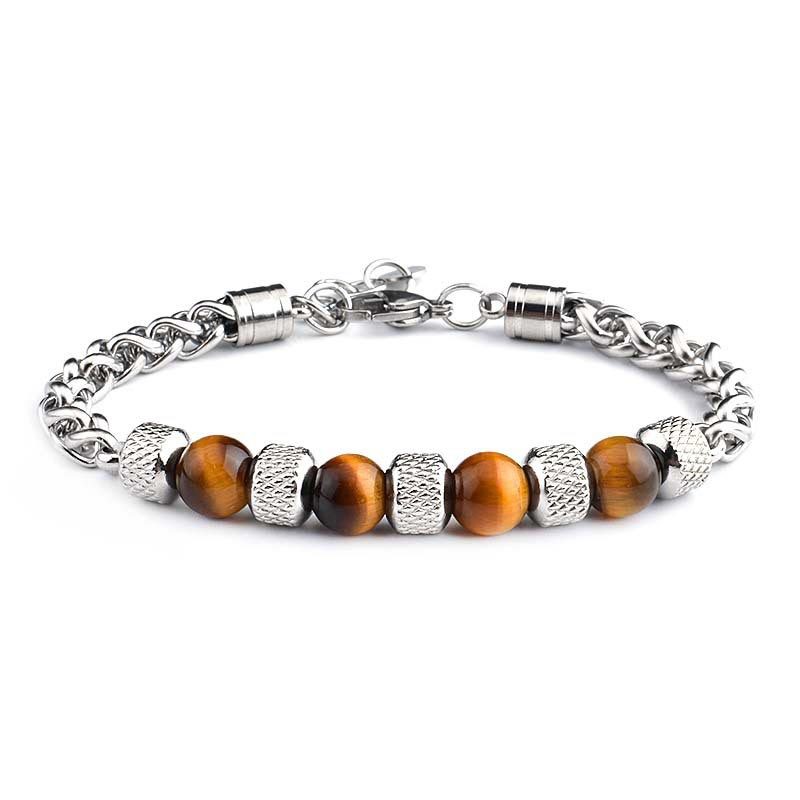 Black Onyx Tiger Eye Bead Courage Bracelet