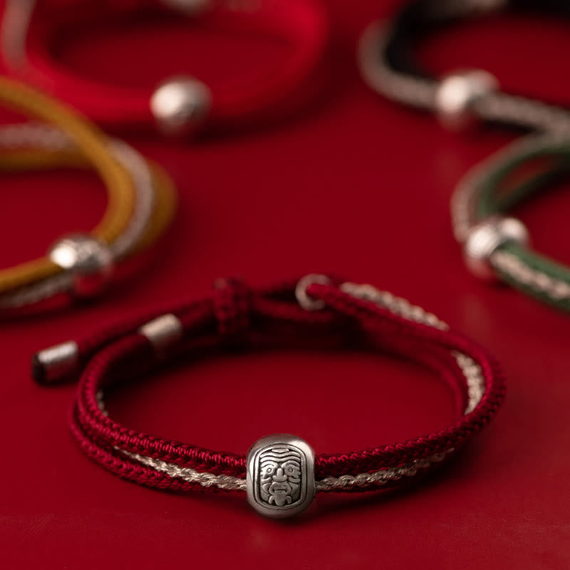 925 Sterling Silver Tibetan Zakiram Goddess of Wealth Luck Rope Bracelet