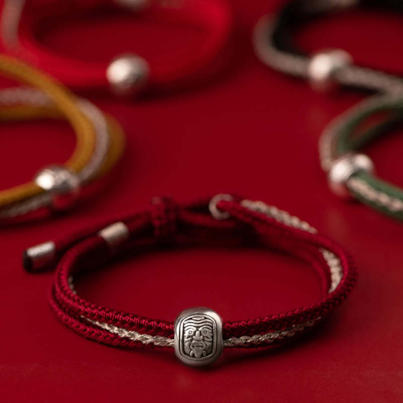 925 Sterling Silver Tibetan Zakiram Goddess of Wealth Luck Rope Bracelet