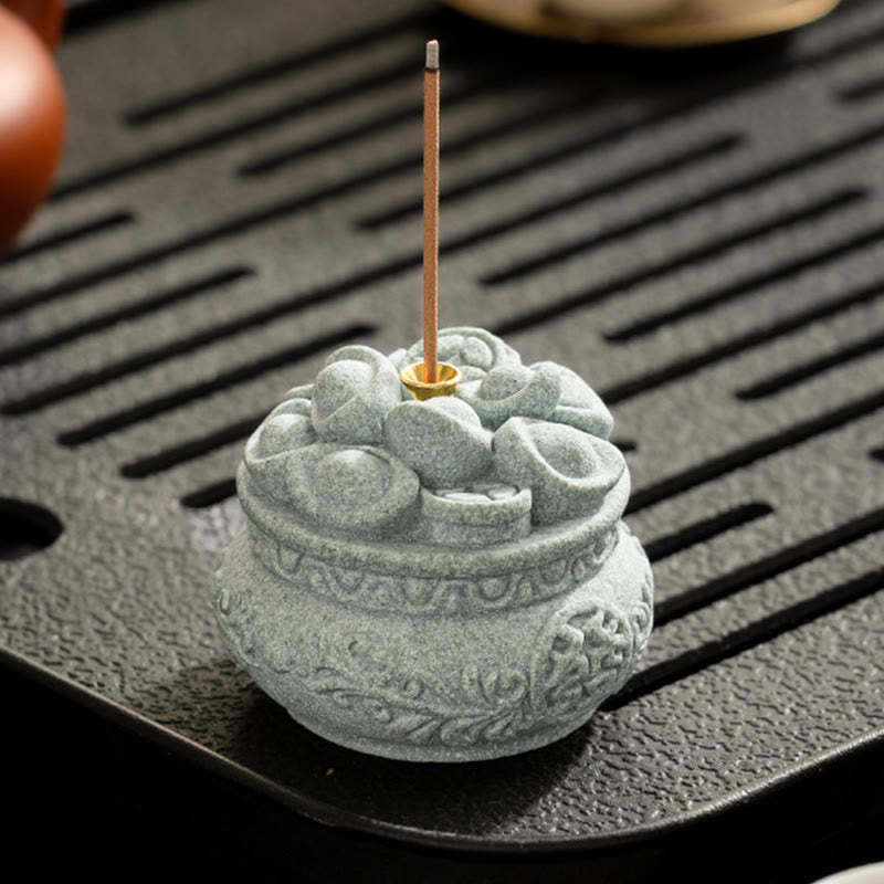 Chinese Character Fu Ingots Healing Incense Burner Desk Decoration
