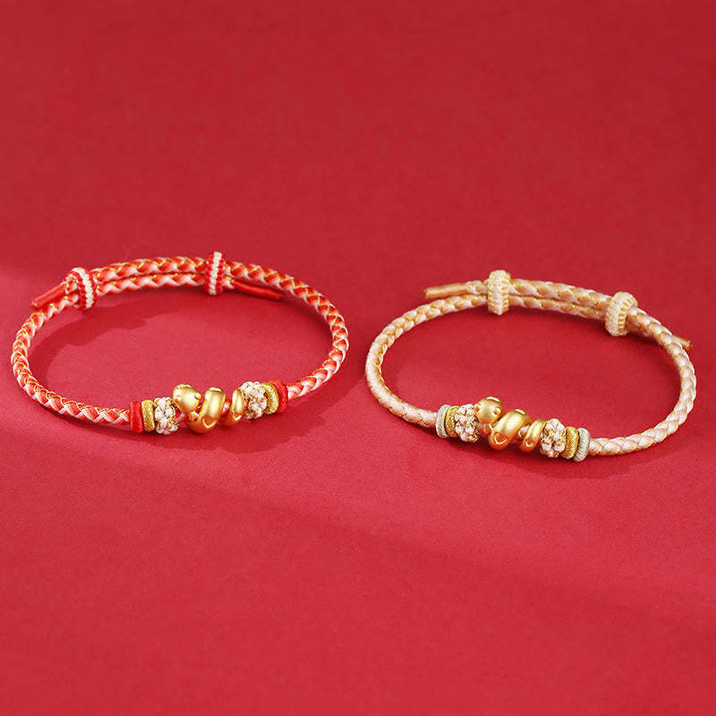 999 Sterling Silver Gradient Red String Year Of The Snake Luck Braided Bracelet
