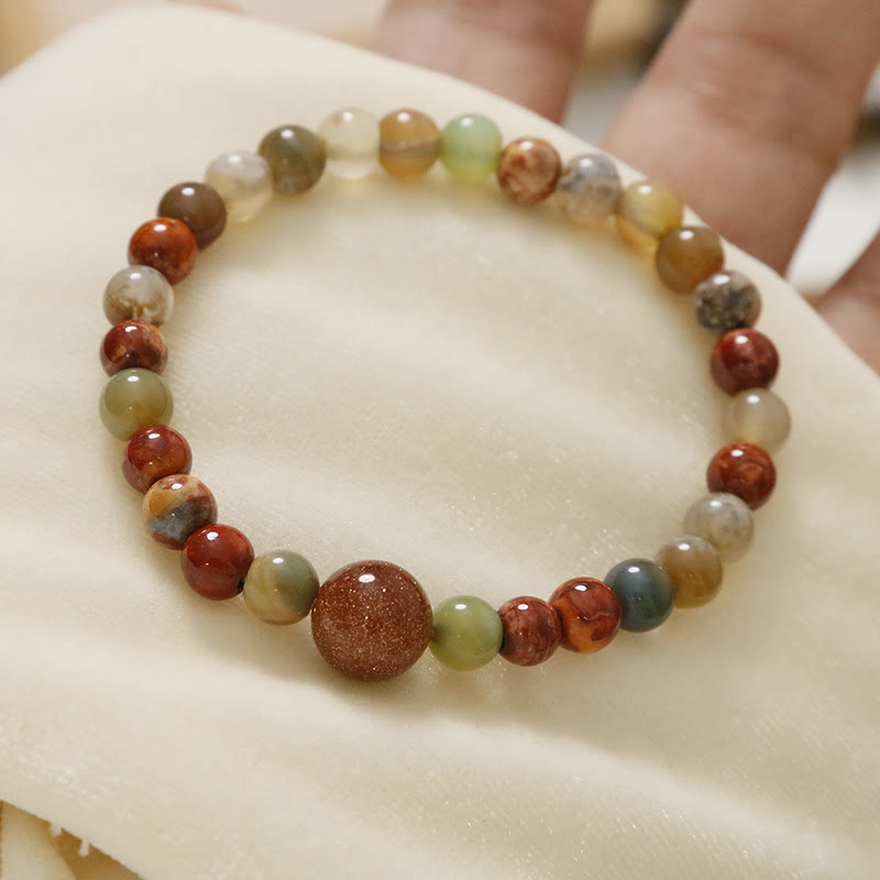 Natural Stone Sea Sediment Jasper Agate Protection Bracelet