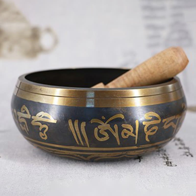 Tibetan Meditation Bowl for Healing and Mindfulness Om Mani Padme Hum Singing Bowl