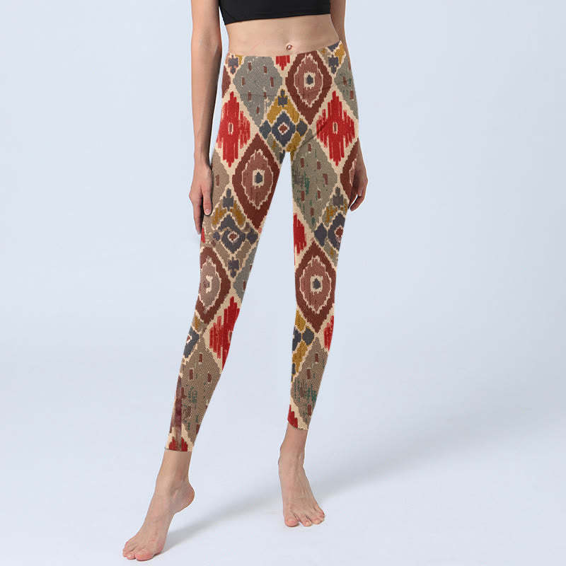 Plaid Printed Gym Leggings Women's Yoga Pants