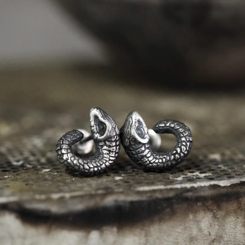 999 Sterling Silver Snake Texture Year Of The Snake Protection Balance Earrings