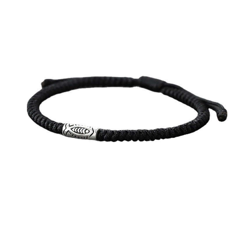 Tibet Koi Fish Wealth Black String Bracelet