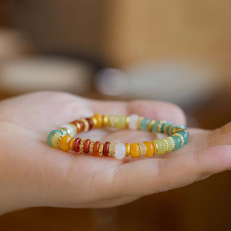 Natural Red Agate Jade Rainbow Confidence Bracelet