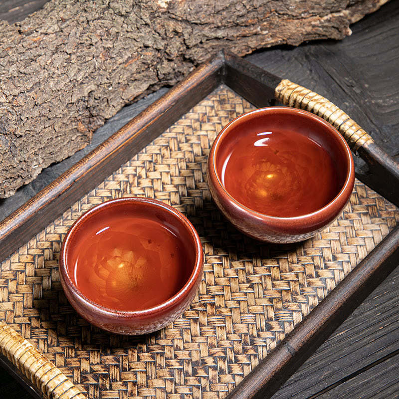 Handmade Chinese Jianzhan Lotus Design Ceramic Teacup Kung Fu Tea Cup