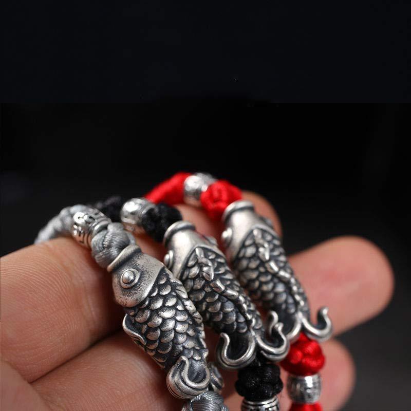 Silver Luck Koi Fish Braided String Bracelet