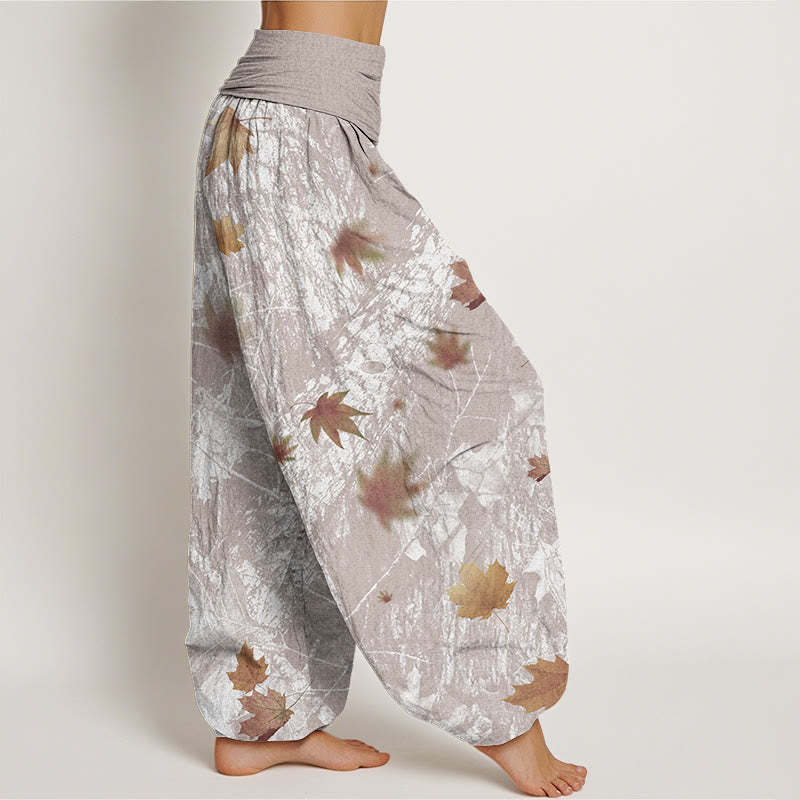 Maple Leaves And Branches Pattern Women's Elastic Waist Harem Pants
