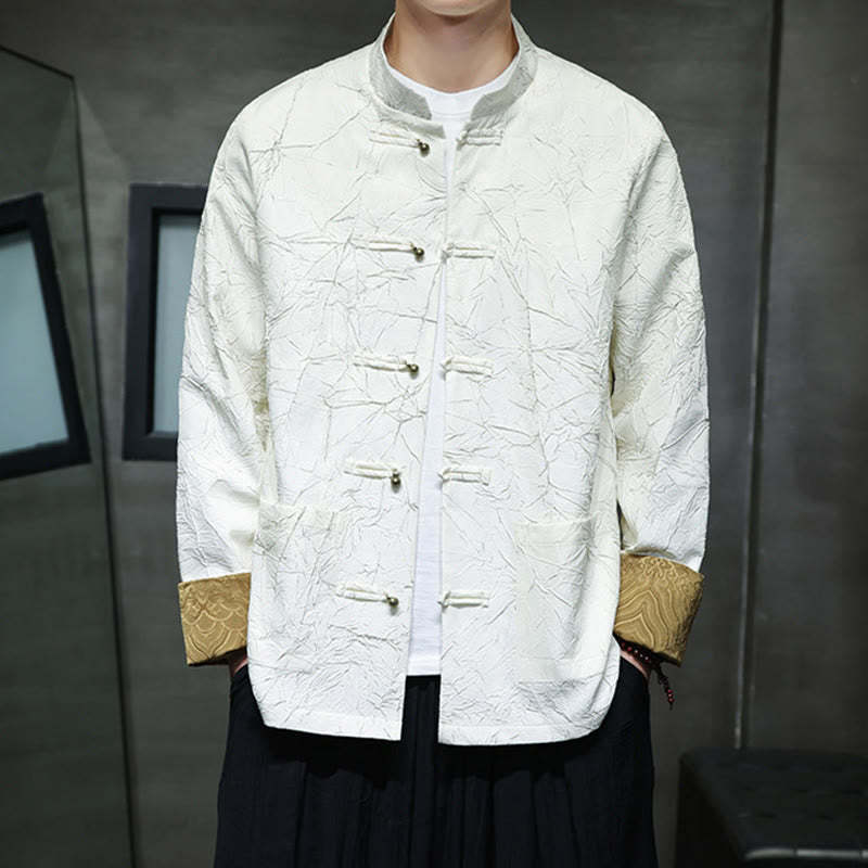 Tang Suit Casual Frog-button Long Sleeve Nylon Men's Jacket Shirt Clothing