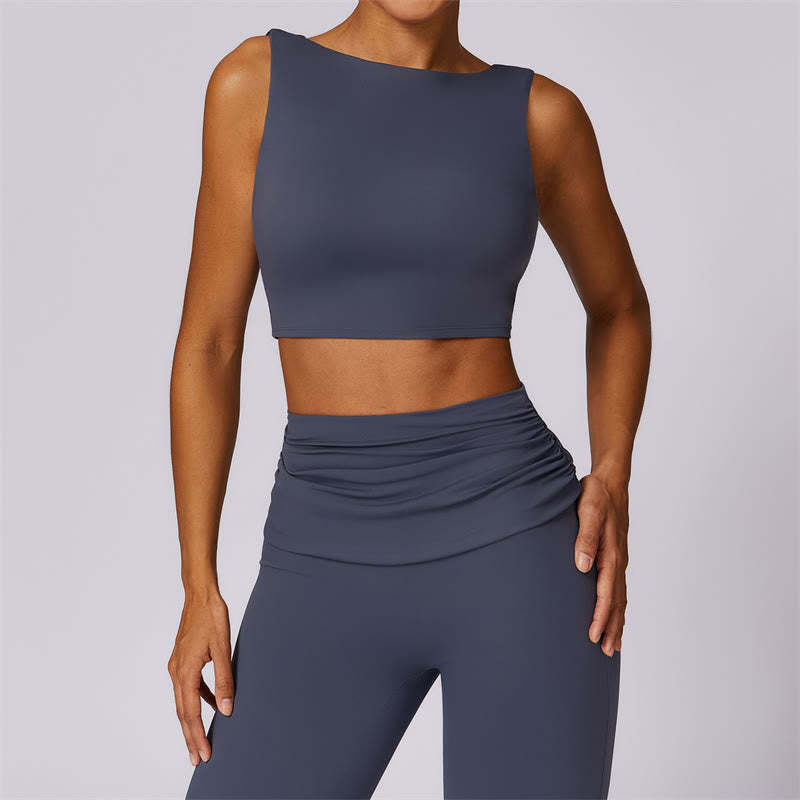 Sleeveless Backless Strap Tank Top Bra Flared Pants Sports Fitness Yoga