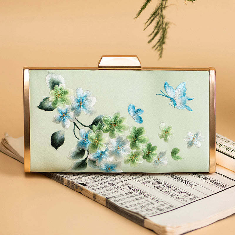 Carnation Peony Begonia Su Embroidery Wedding Shopping Purse Handbag Crossbody Bag