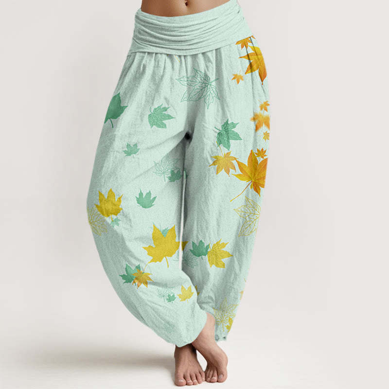 Maple Leaf Pattern Women's Elastic Waist Harem Pants