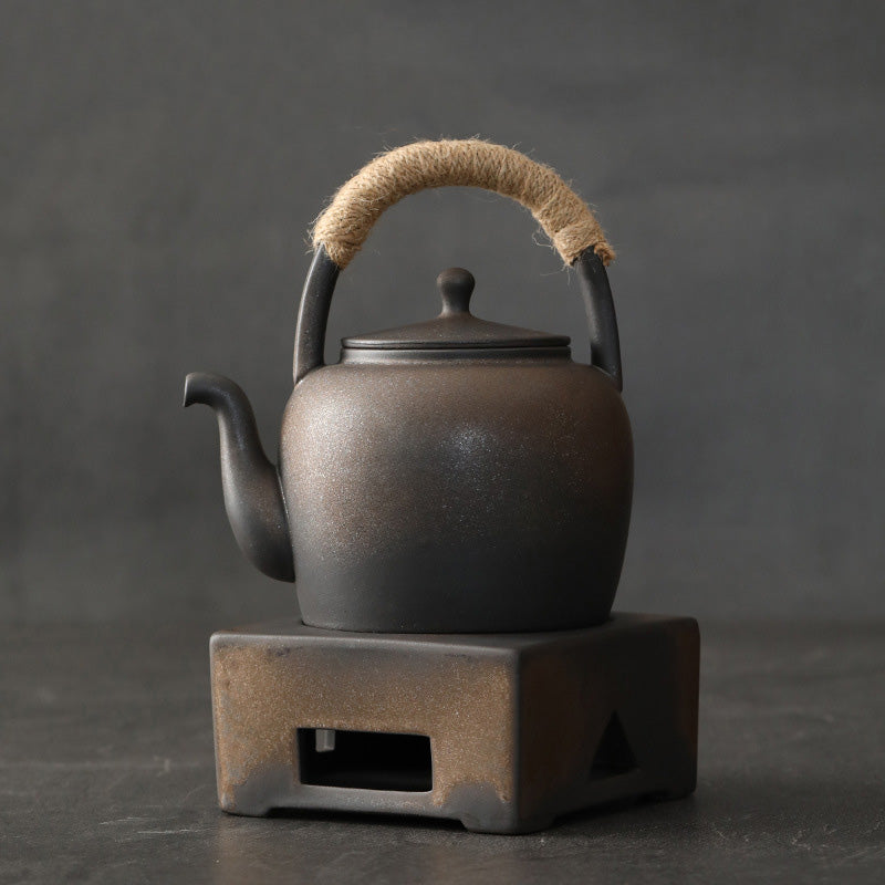 Retro Brown Chinese Gongfu Tea Ceramic Kung Fu Teapot 700ml With Base