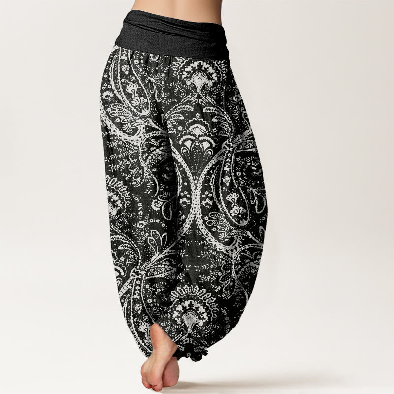 Flowers Paisley Patterns Women's Elastic Waist Harem Pants