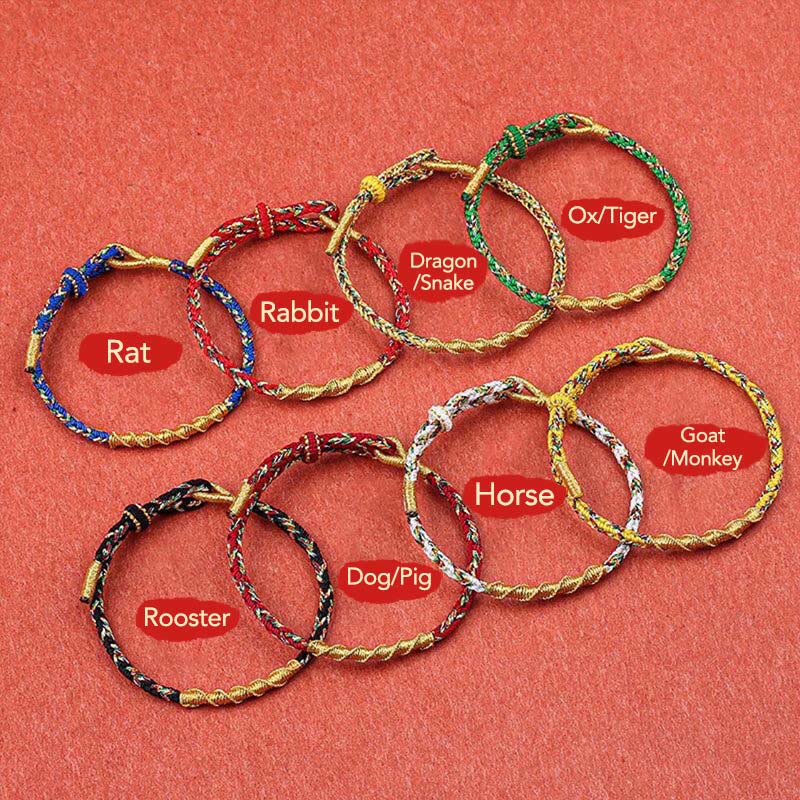Handmade Chinese Zodiac Natal mystic zen Protection Strength Braided String Bracelet