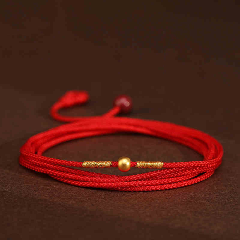 mystic zen Stone 999 Solid Gold Red String Belly Chain