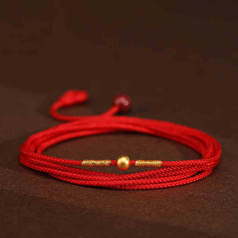 mystic zen Stone 999 Solid Gold Red String Belly Chain