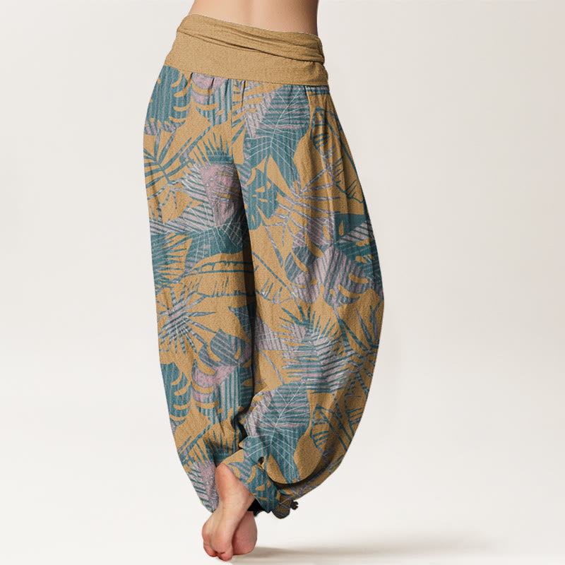Leaves Pattern Women's Elastic Waist Harem Pants